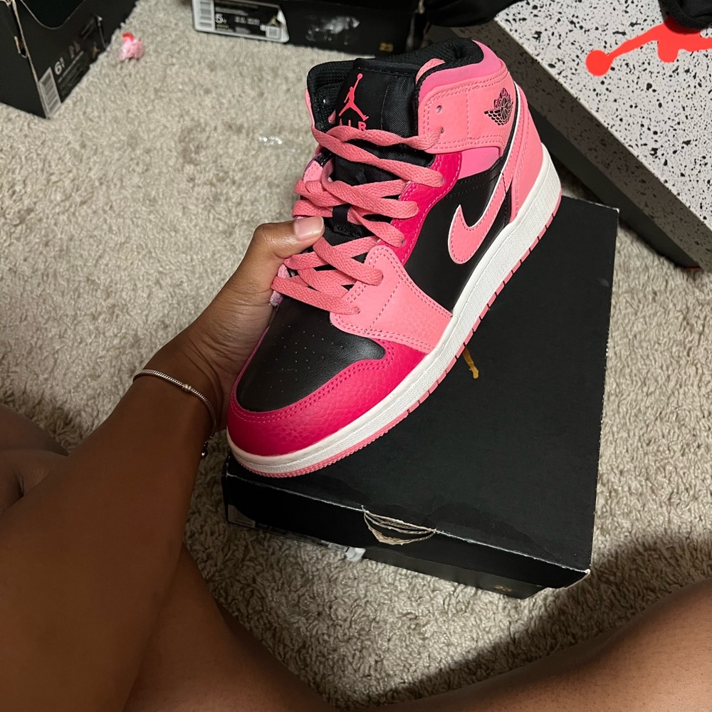 Jordan Pink and Black High-Top Sneakers